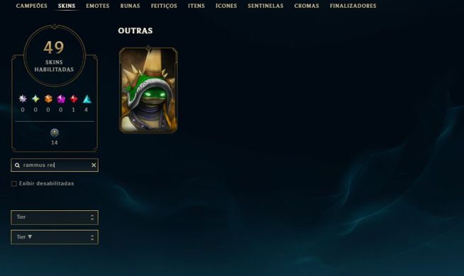 Conta com Rammus Rei - Sentinela riot e vários Ícones raros de 2012