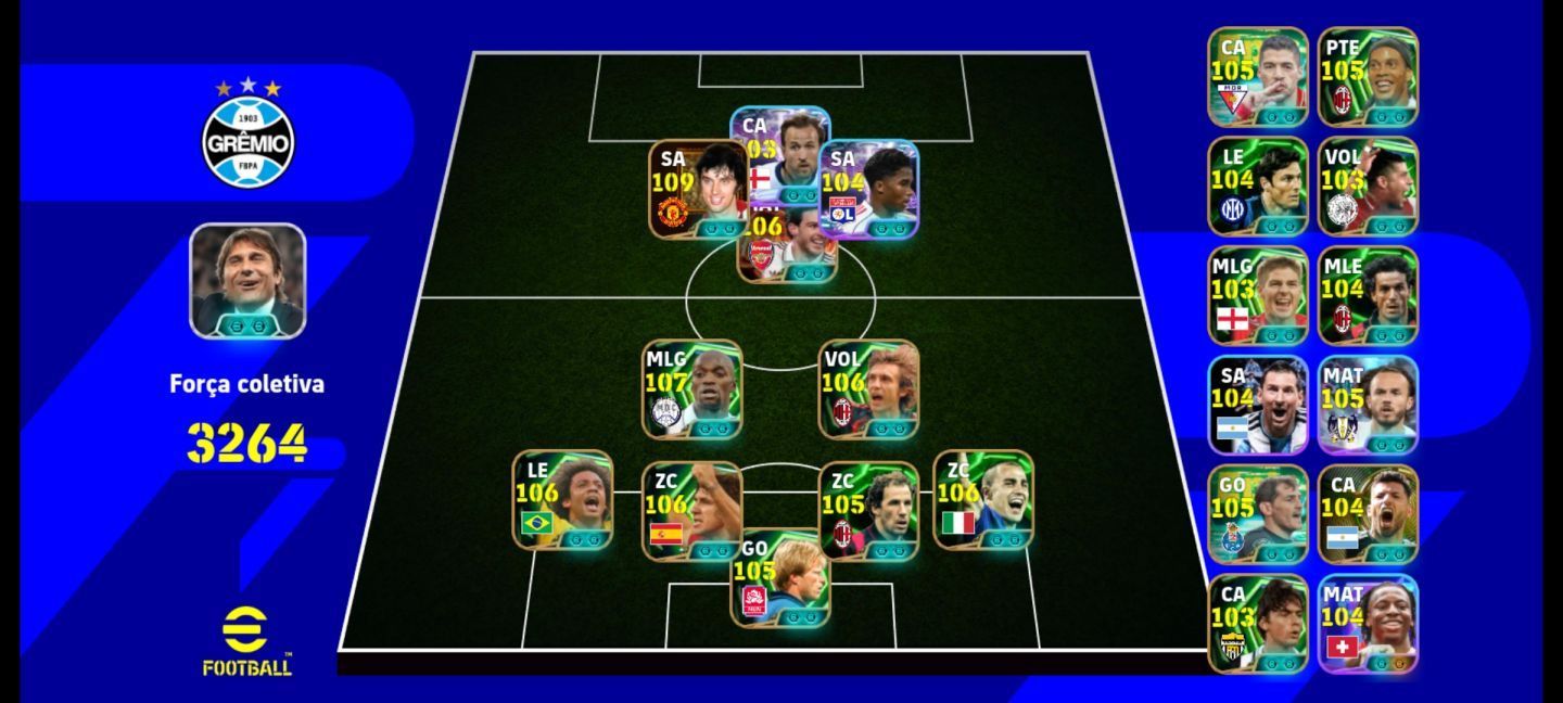 CONTA EFOOTBALL RARA! BEST 109 + ENDRICK PRIME + RICE LISO + PIRLO E+++!