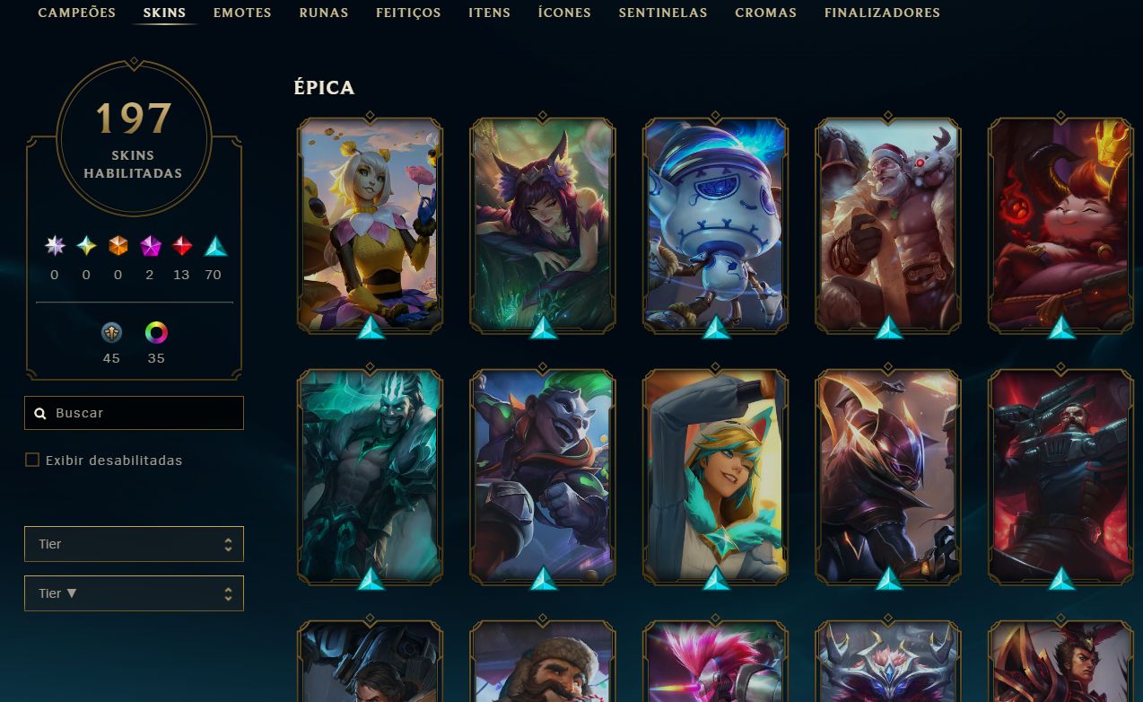 CONTA LOL BR | 197 SKINS | TODOS OS CAMPEÕES | LVL 245 | FULL ACESSO