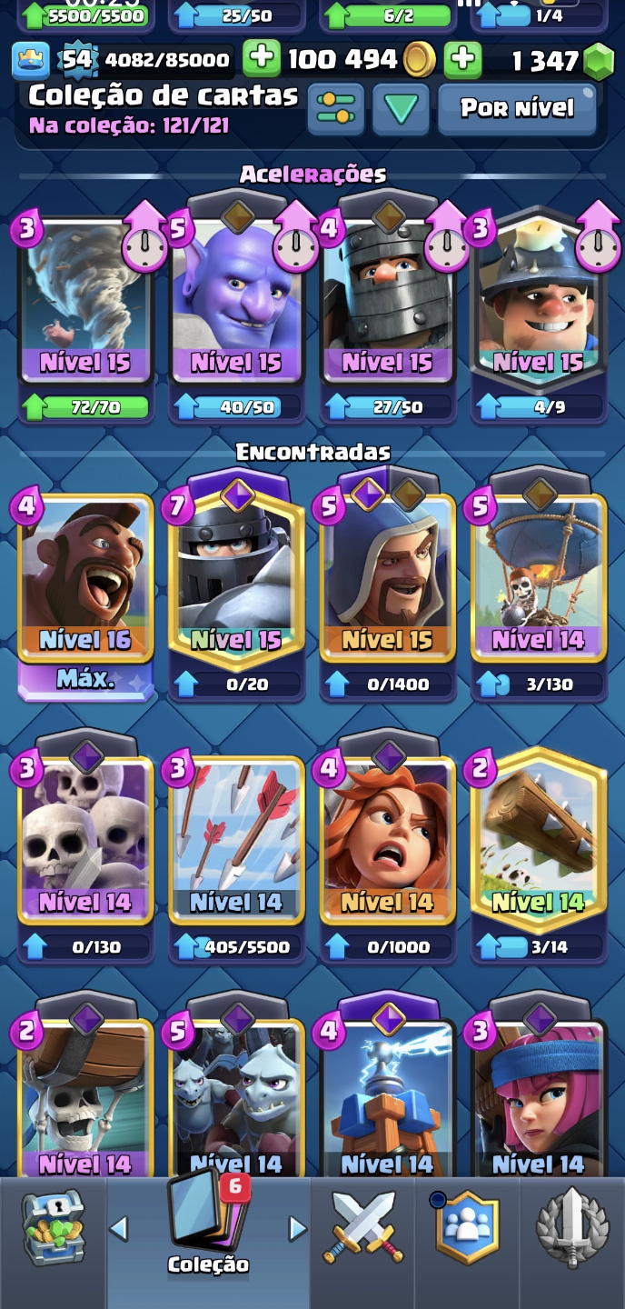 Conta com emblema de 6 anos de jogo, 10k de trofeus e todas cartas liberadas