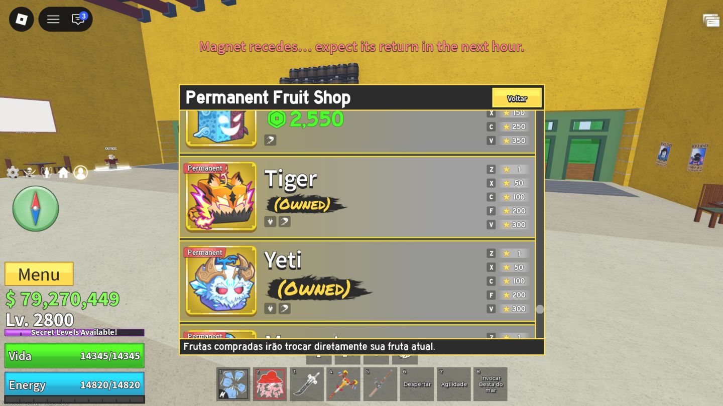 Conta main blox fruits com game pass, perms, crew top 12 global(participante)