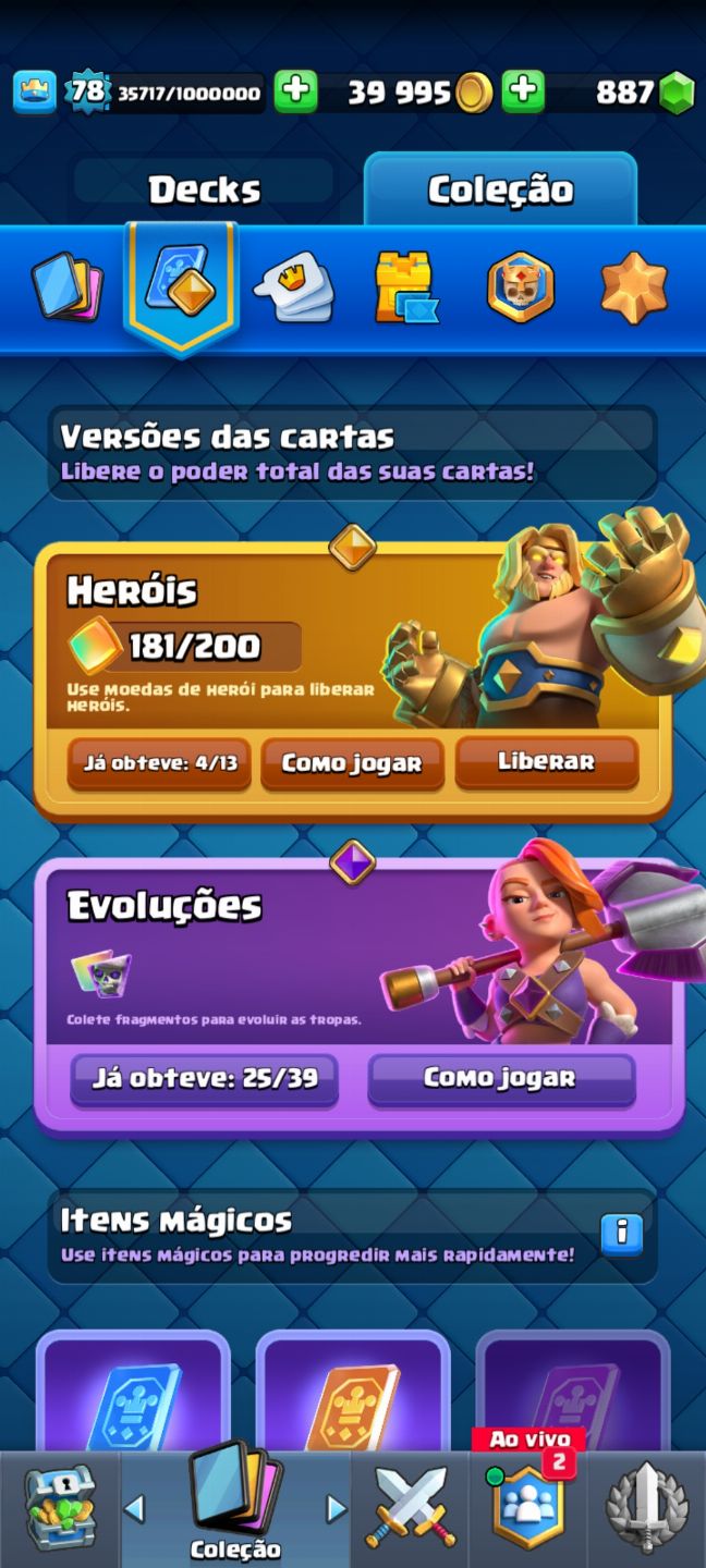 Conta Clash 10Anos Niv 80|25 EVOS|18 Emotes Lend|Vet de Guerra 388K|+5K 3 Coroas