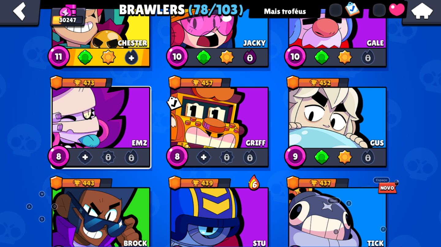 Conta Brawl Stars 30K Troféus | 78 Brawlers | 106 Skins