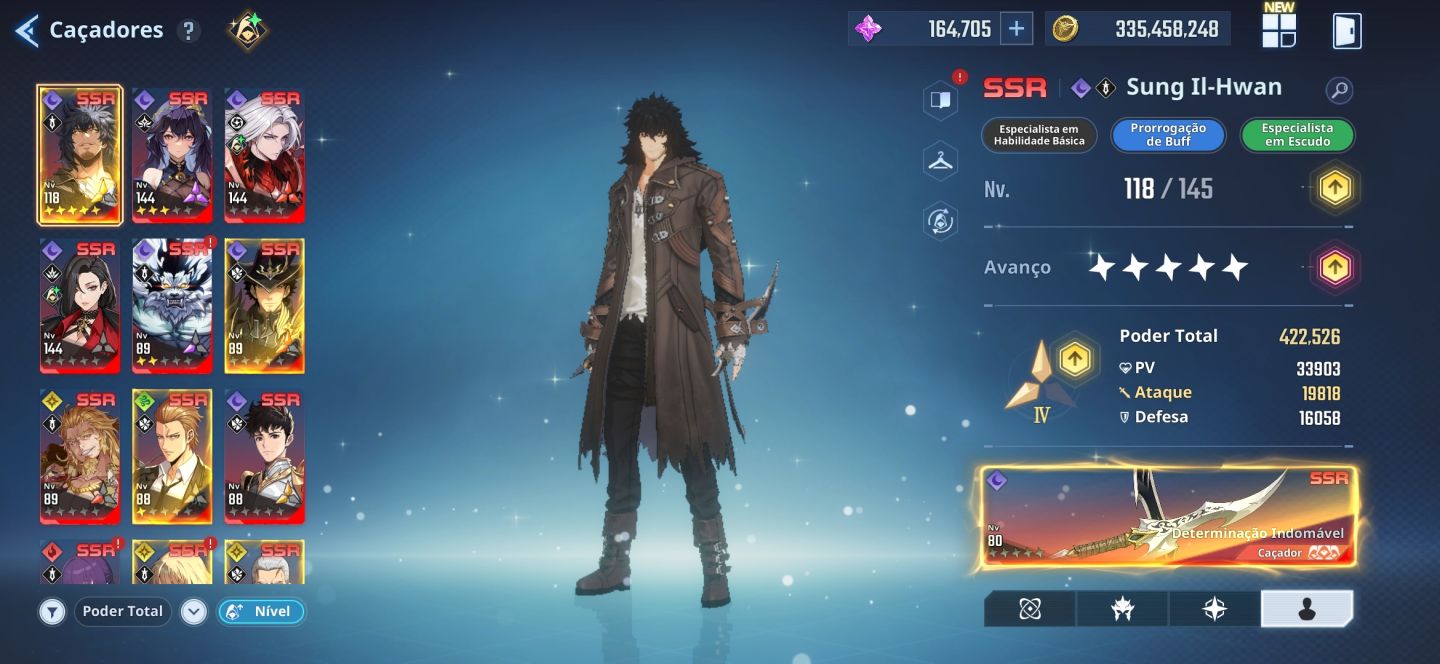 Solo leveling: 156 Nivel, 169k de núcleo modo história apenas 18%