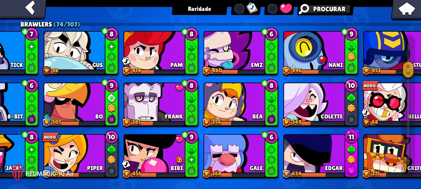 ( para rápido ) Conta brawl stars com 74 brawlers