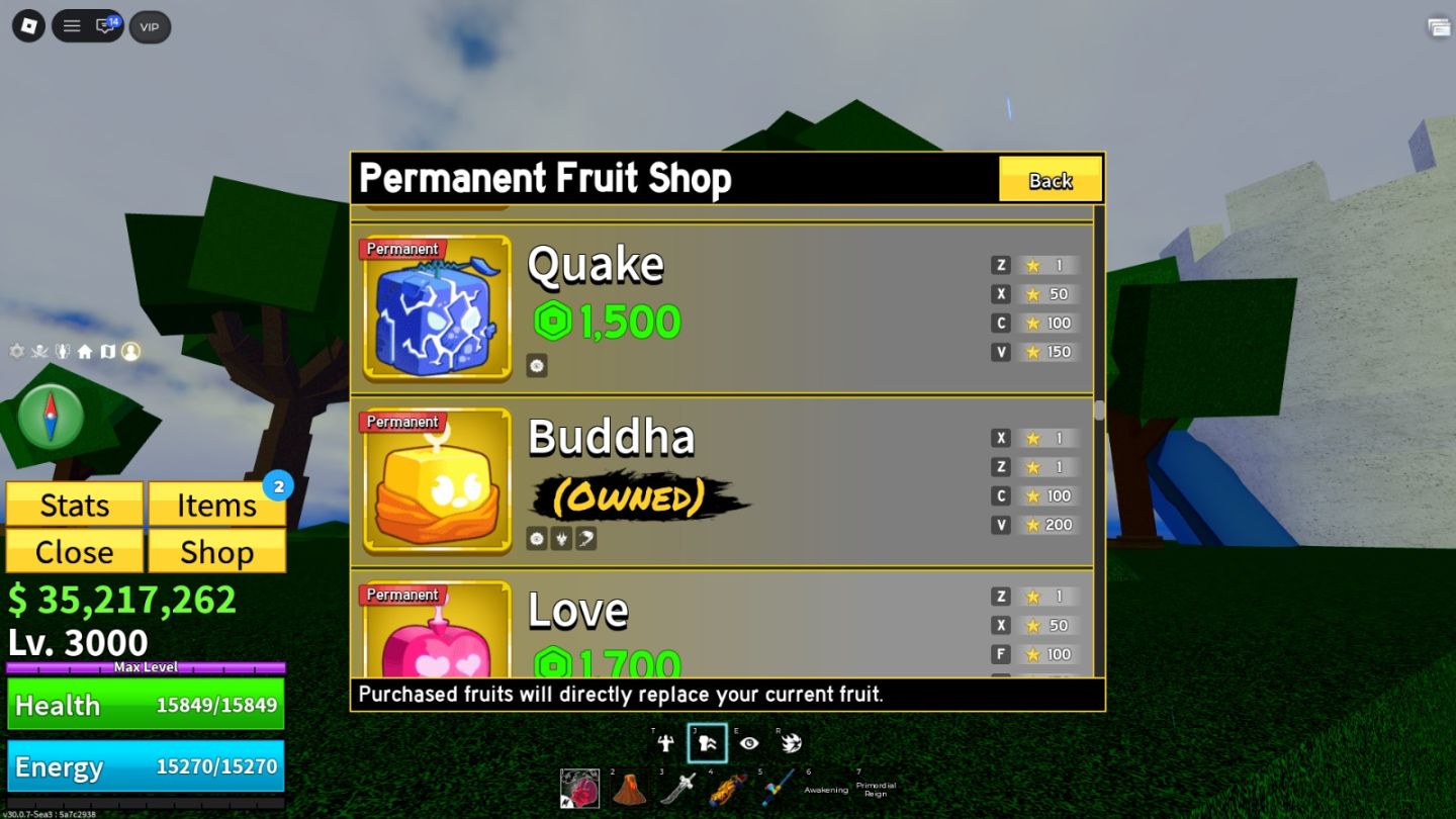 Conta blox fruits frutas perm, diversas espadas/armas e muito dinheiro