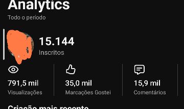 Canal YouTube 15mil inscritos