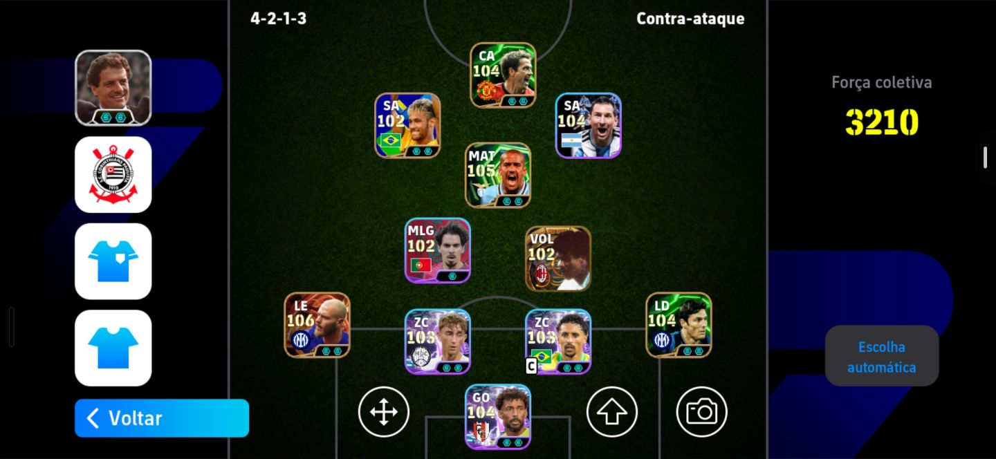 EFootball 2026 Mobile | Conta Forte 3210 de Força Coletiva Messi, Neymar, cr7