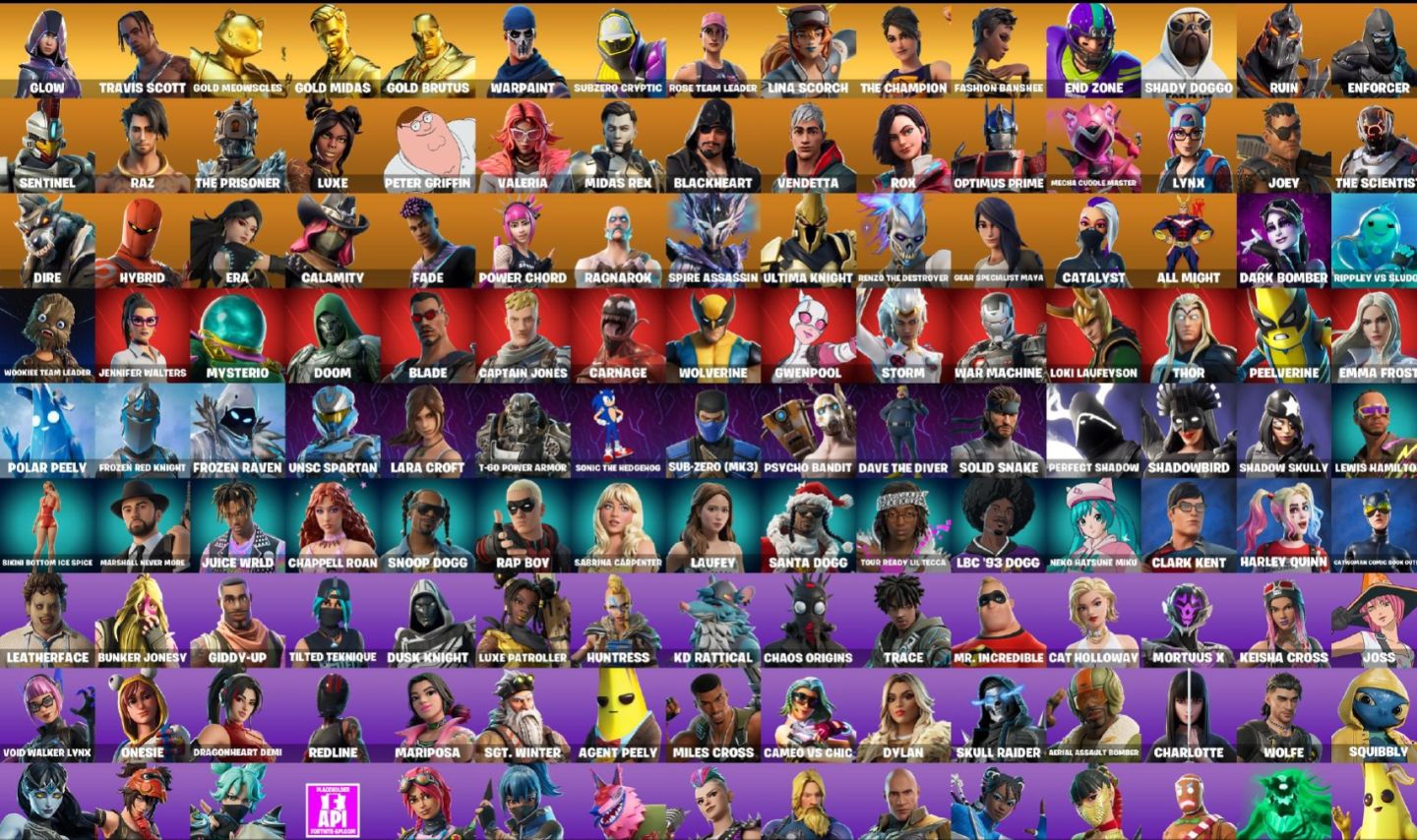 CONTA FORTNITE, TRAVIS SCOTT, MINTY E GLOW 404 SKINS