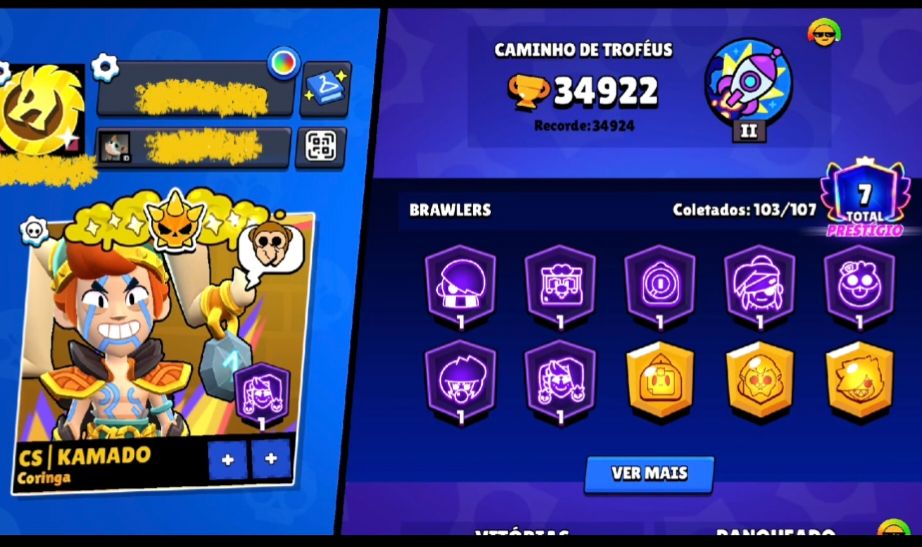 CONTA DE BRALW START COM QUASE TODOS OS PERSONAGENS E ITENS