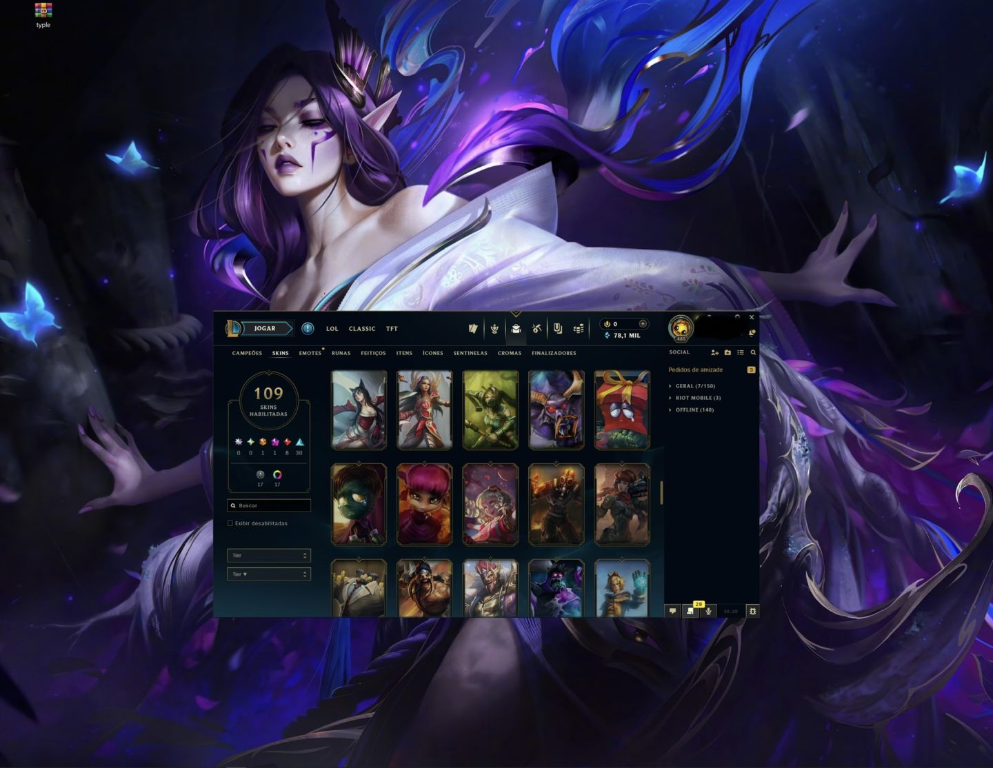 Smurf Vintage LV485 Com Skin Ultimate K/DA + 10 essência mítica