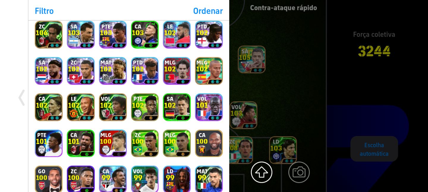 CONTA EFOOTBALL RARA!! NESTA + NEYMAR BLITZ + PACK PORTUGAL 3244 FORCA COLETIVA