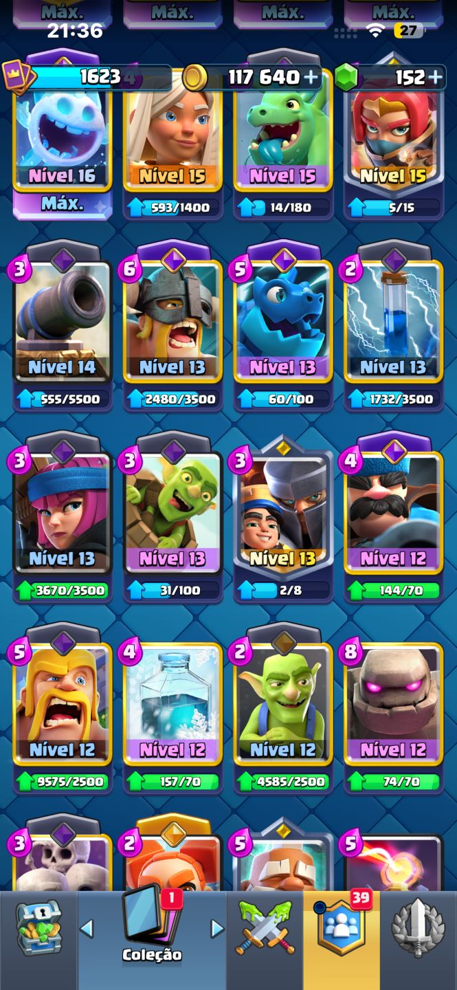 Conta clash royale 13750 troféus level 16