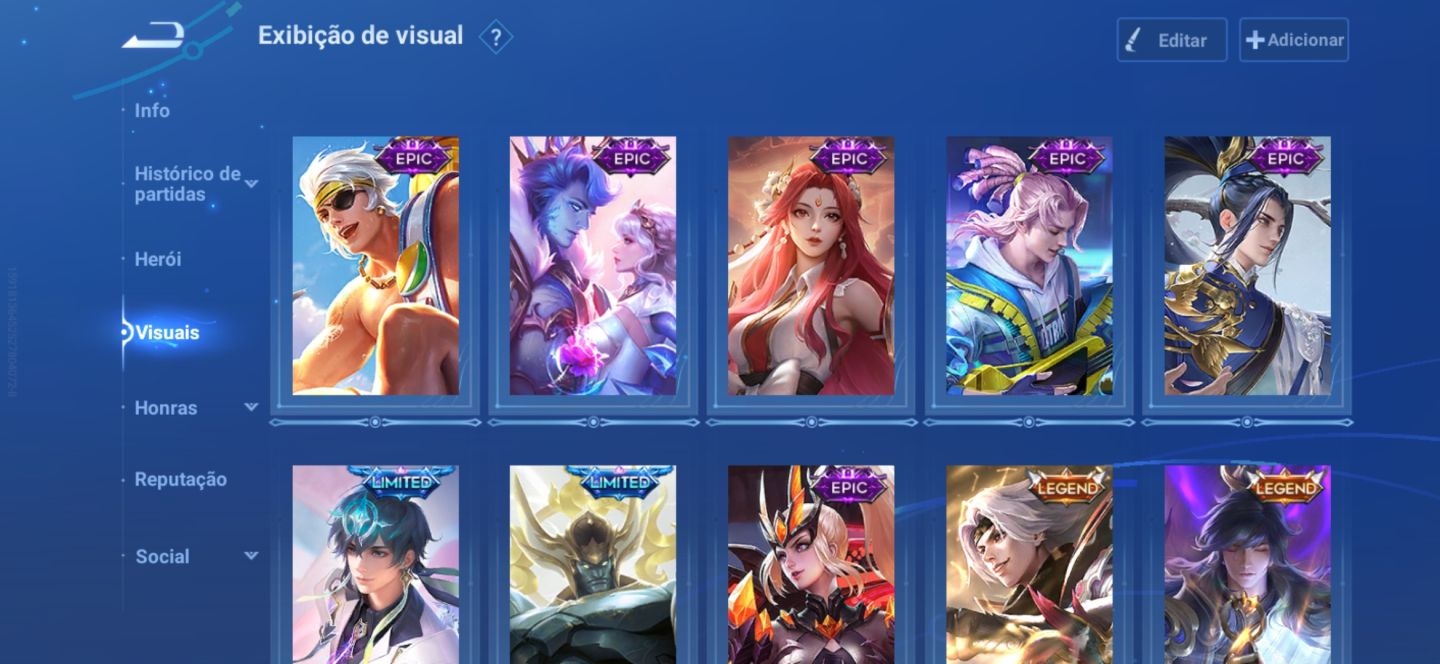 Conta Hok Nobreza 7 com 296 skins 16 Selos lendários