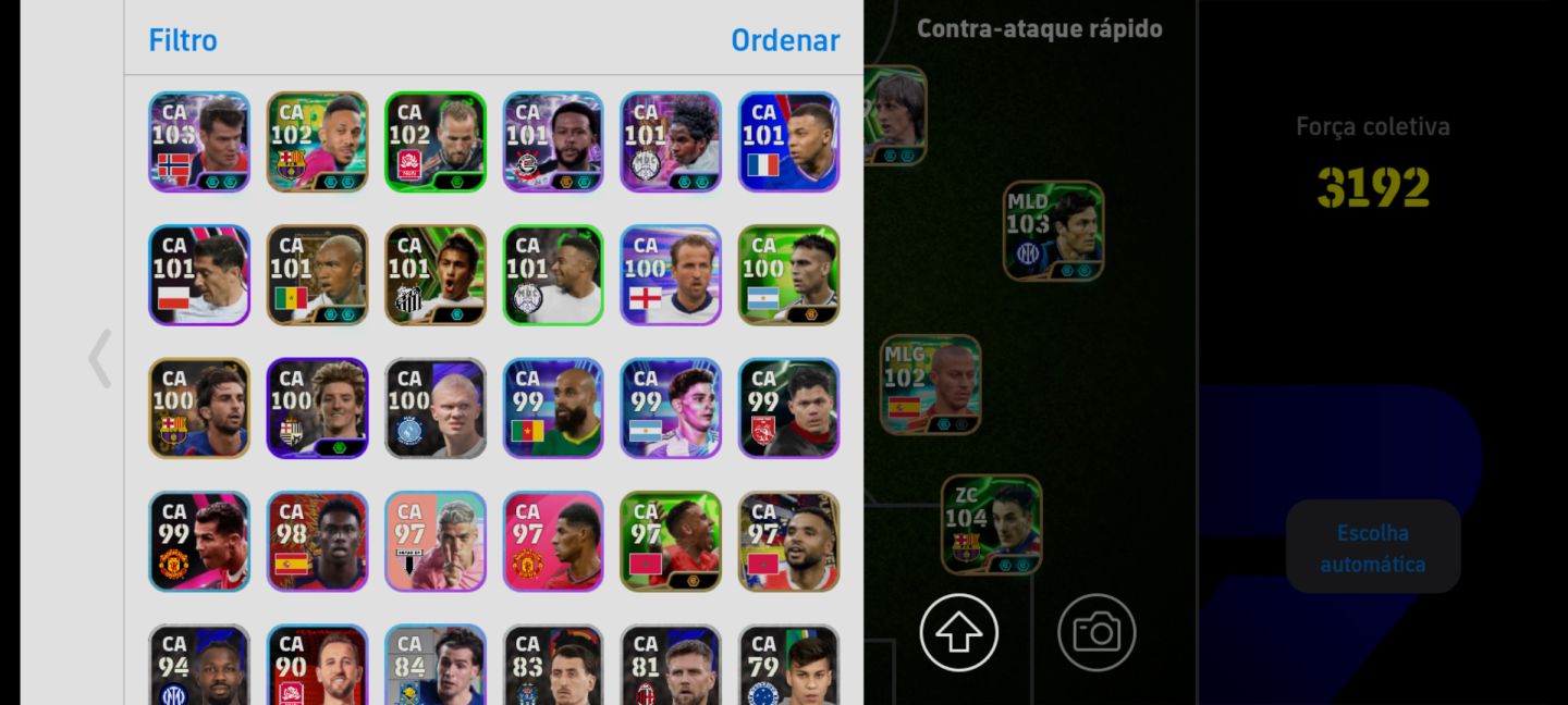CONTA EFOOTBALL MOBILE À VENDA! Força coletiva 3.192! Valor da conta 75 Reais.