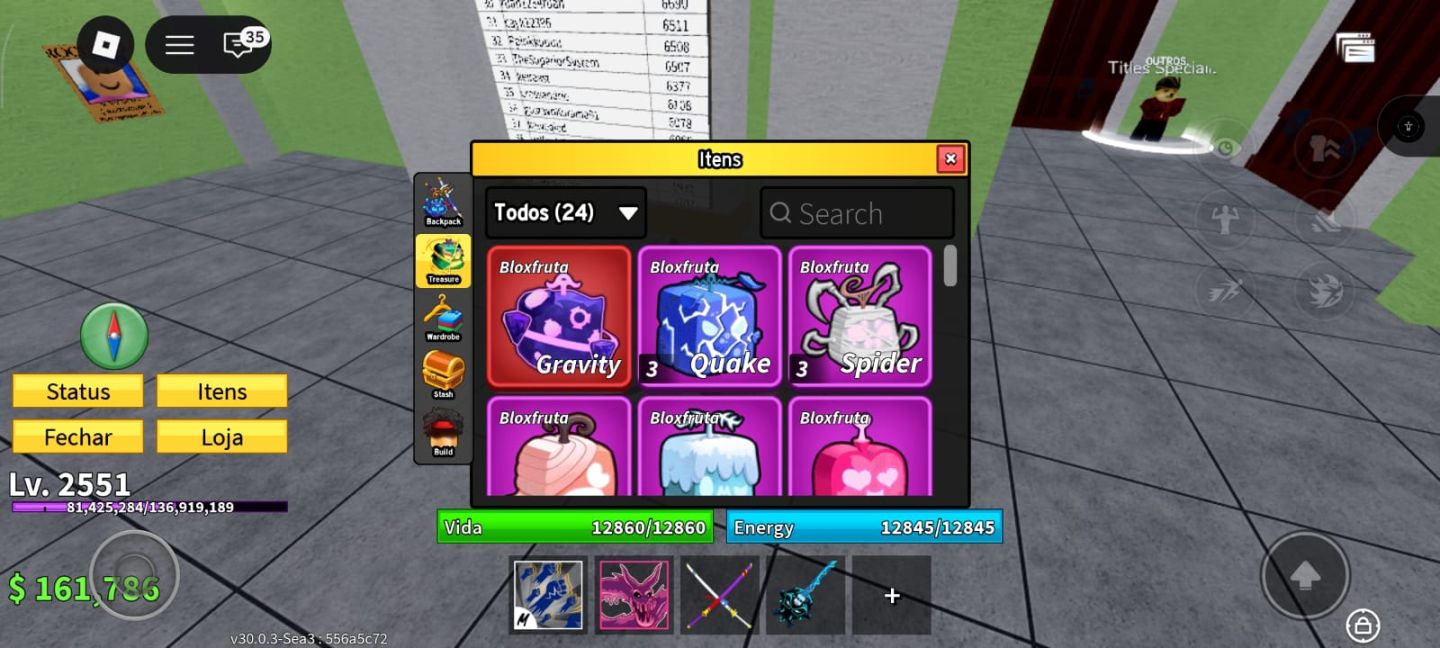 CONTA FOCADA EM BLOX FRUIT COM 4 RAÇAS V3, 3 FRUIT STORAGE E OUTROS GAME PASS