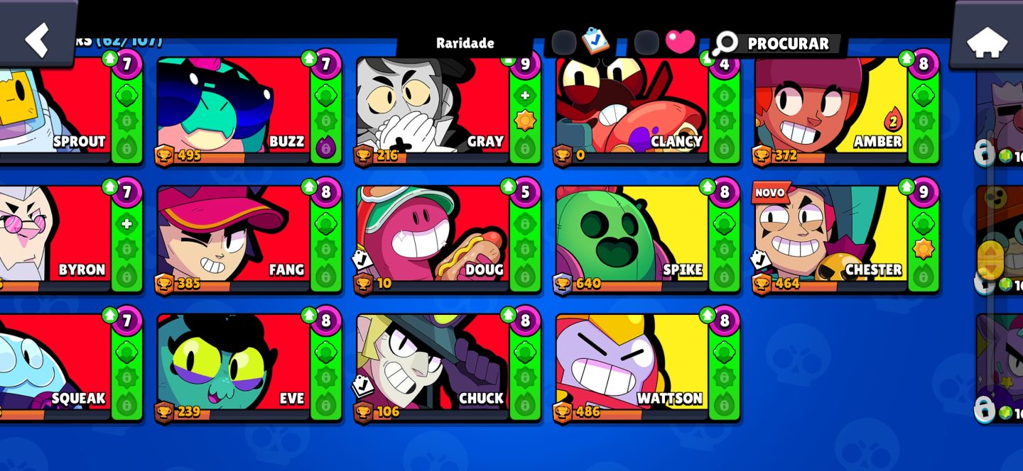 CONTA BRAWL STARS | 62 BRAWLERS | SPIKE +AMBER +WATSON +CHESTER | 23.5K TROFÉUS