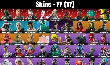 CONTA FORTNITE COM 77 SKINS DOOM/CAPTAIN JONES/OSCAR/SLIM SHADY/SOLID SNAKE
