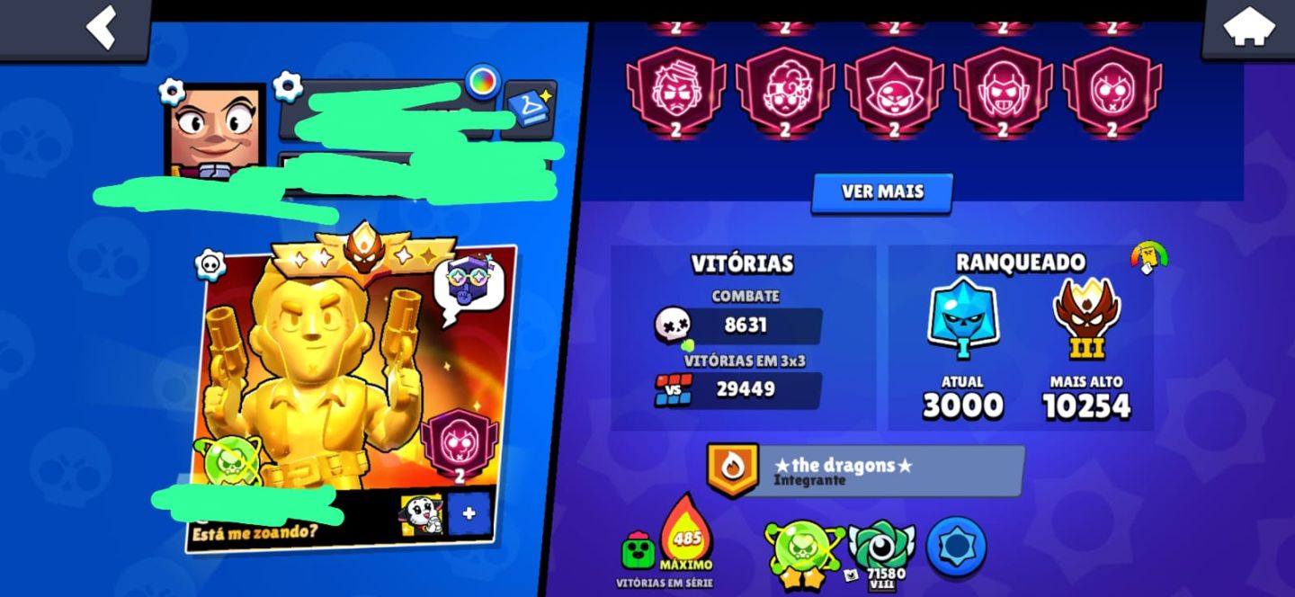 CONTA BRAWL STARS 130K TROFÉUS FULL MAXIMADOS TODOS OS BUFFIES