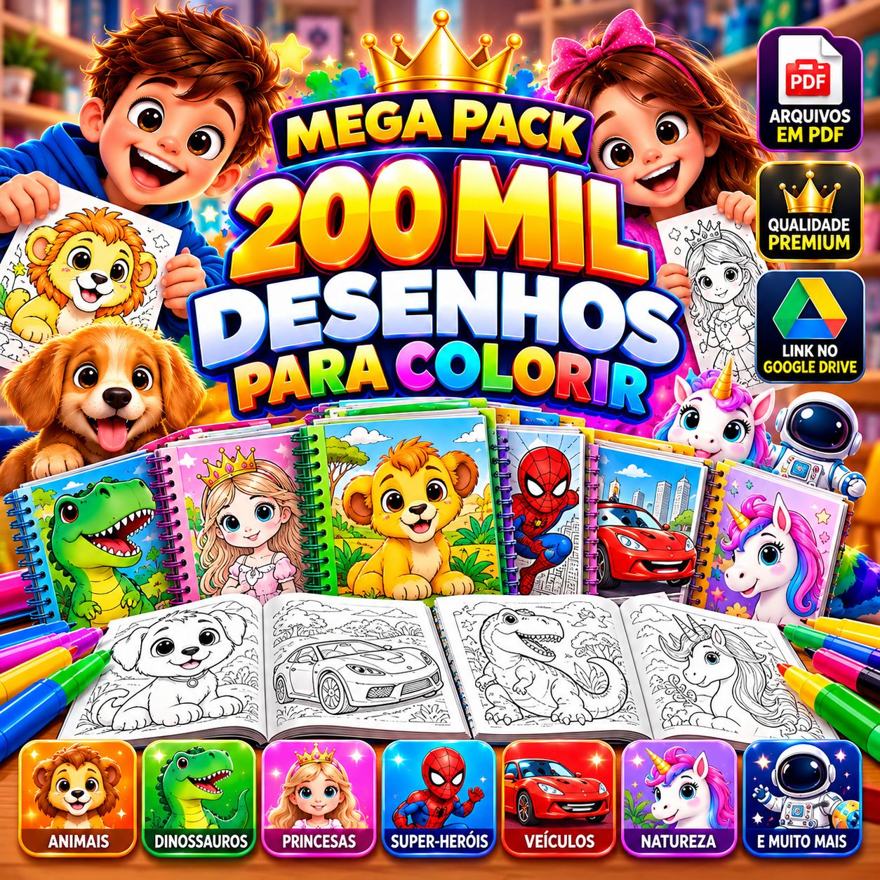 200 Mil Desenhos Para Colorir Infantil - Mega Pack PDF [Entrega-automática]