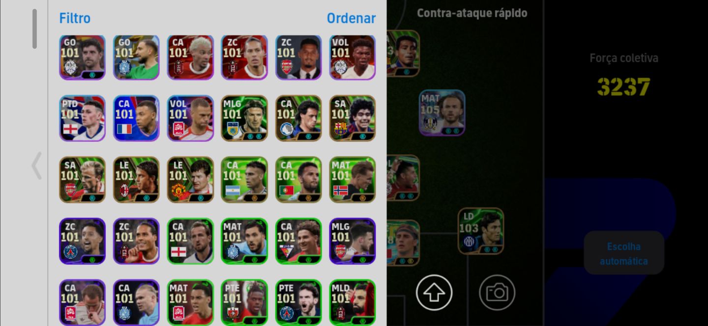 Conta Meta de Efootball Mobile com Romário, Rummenigge, Maddison e Dani Olmo