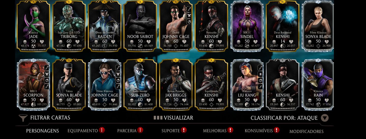 Conta mortal Kombat com vários ouros de desafio no X