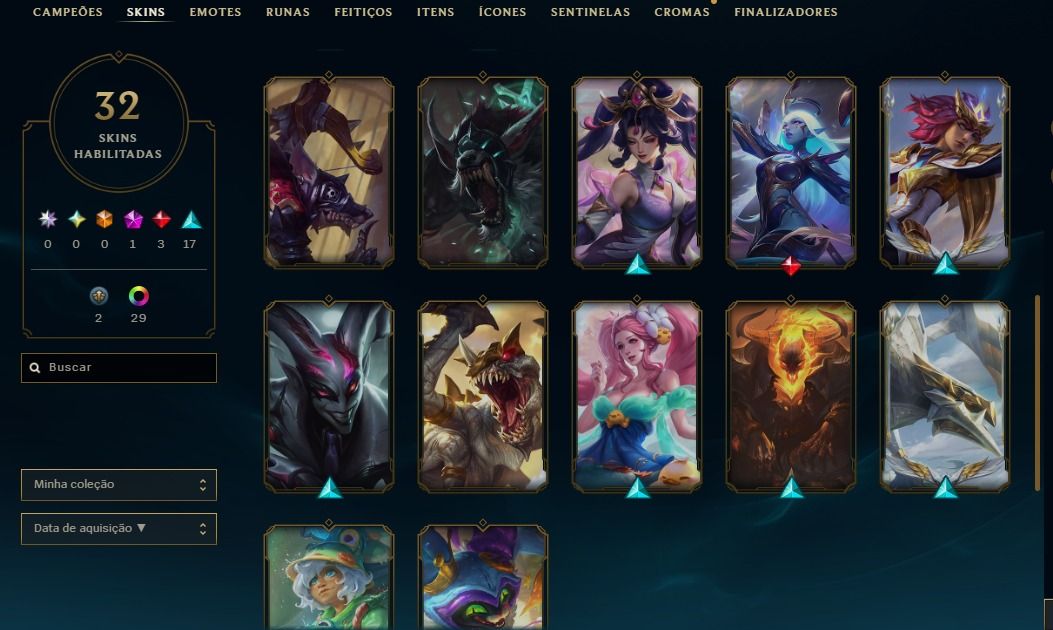 Conta lol usada como smurf com muita skin