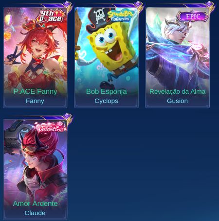 CONTA HIGH ELO | 315 SKINS | GUSION LEGEND + KOF + COLLECTOR