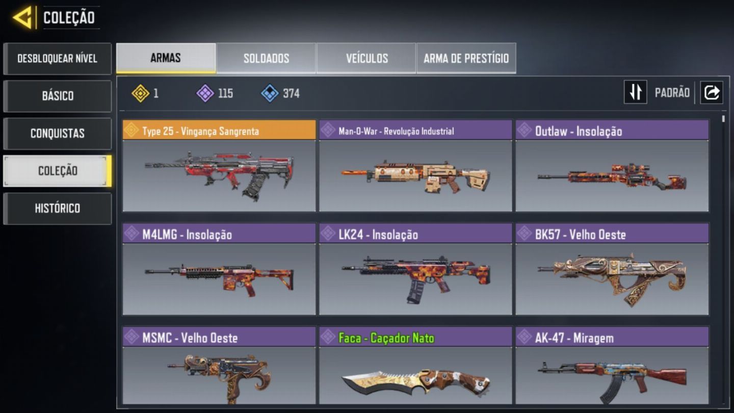 CONTA CODM - FULL ACESSO - NEYMAR JR- ARMA LENDÁRIA- 115 ARMAS ÉPICAS - 60 SKINS