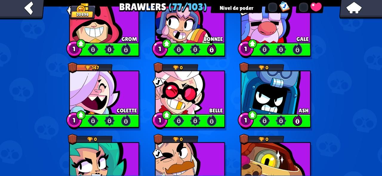 CONTA BRAWL STARS - 20.898 TROFÉUS | 77/103 BRAWLERS | PRESTÍGIO 9
