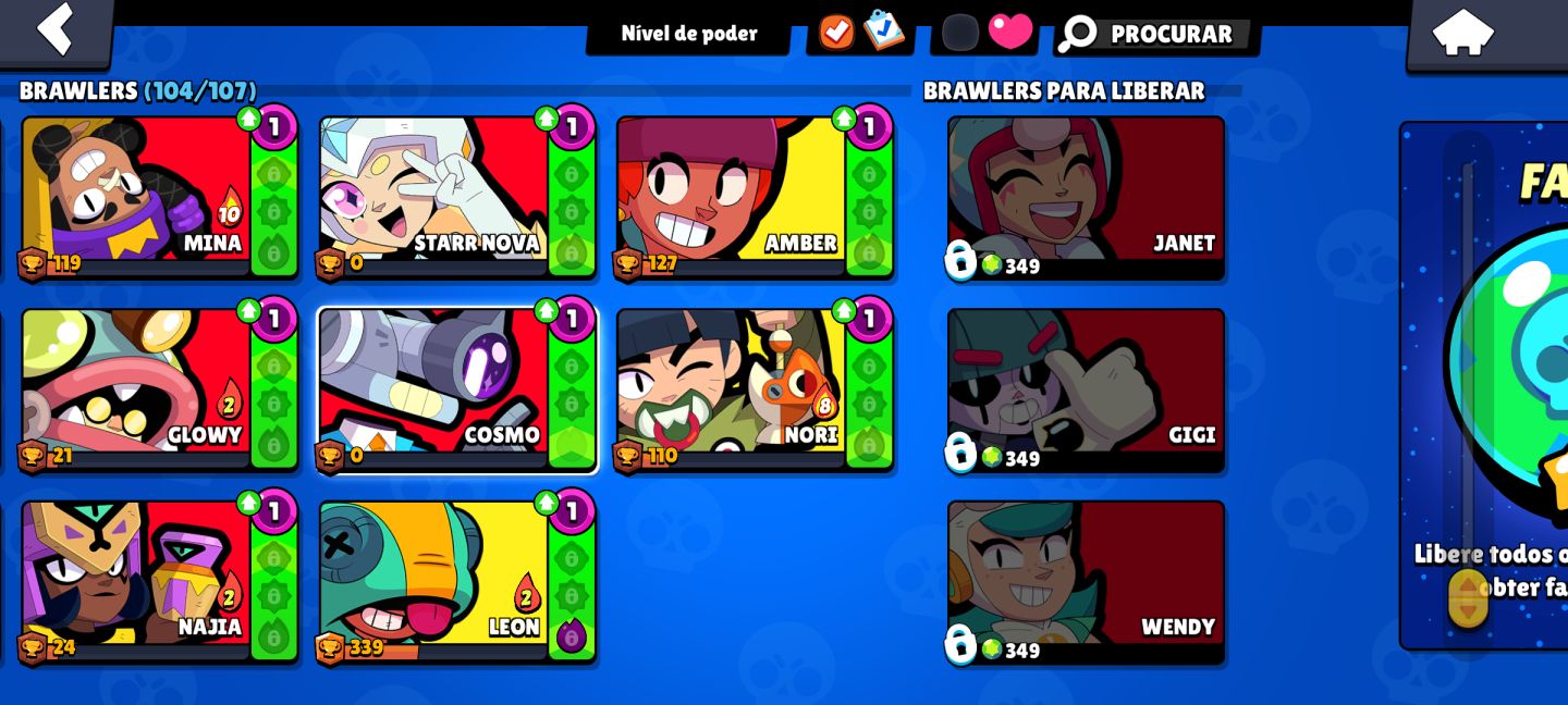 Conta de brawl stars 42k de troféus, desde 2019, várias skins