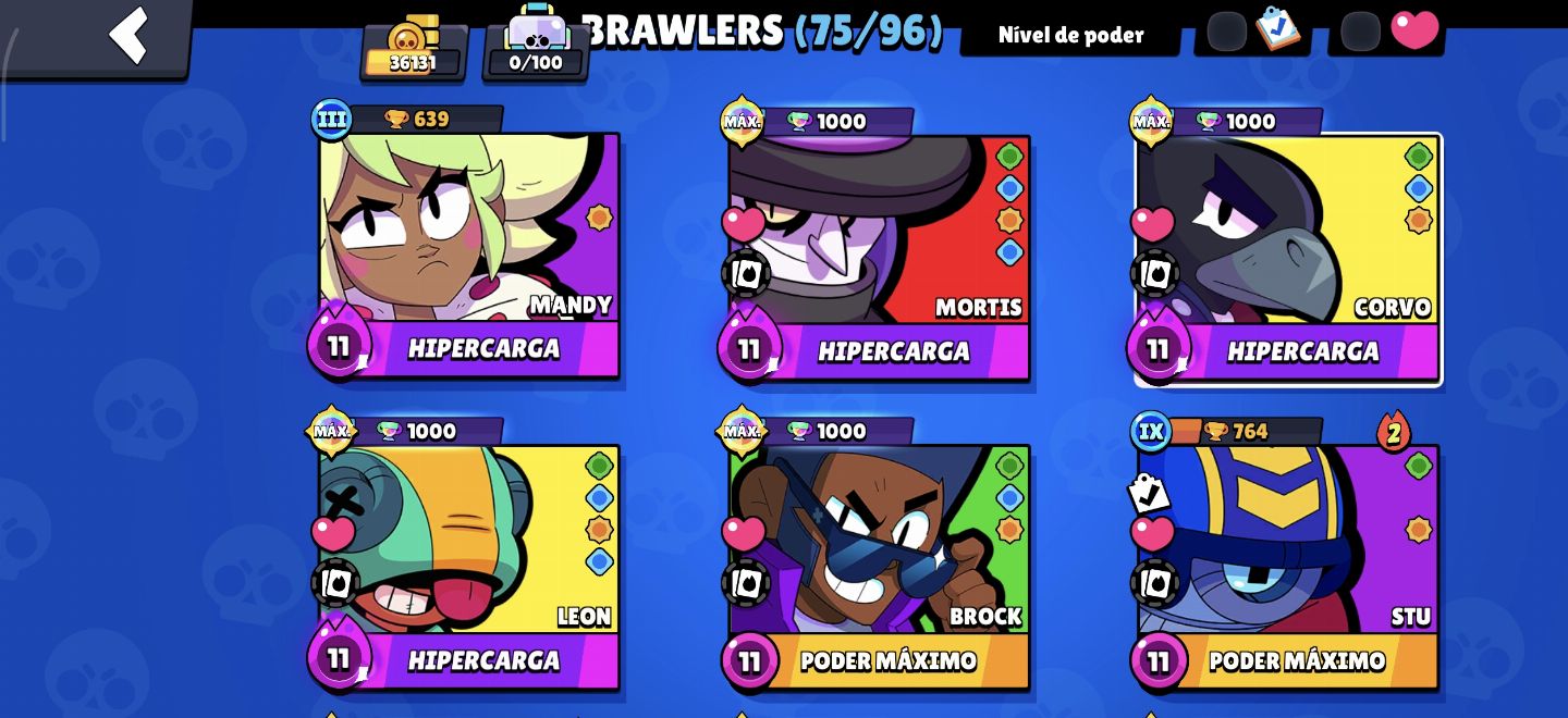 CONTA BRAWL STARS COM 36K DE TROFÉUS, 75 BRAWLERS E SKINS