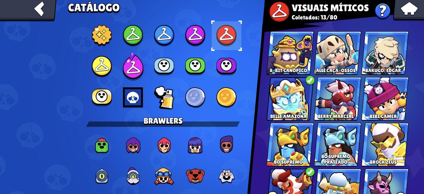 CONTA BRAWL STARS INSANA | 105/107 BRAWLERS|SKINS LENDÁRIAS/MÍTICAS HIPERCARGAS