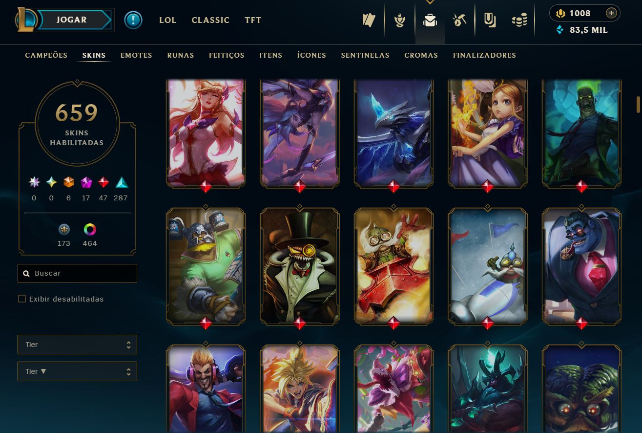 Lvl 767 | 659 skins | 1008 RP | Bordas e muitos mais
