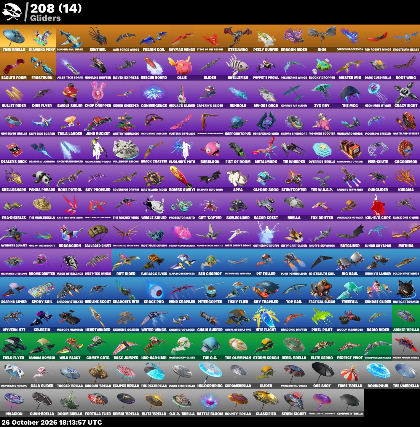 215 Skins | Skull Trooper | Galaxy Scout | Red Knight | Omegarok | Gold Mid/Bru