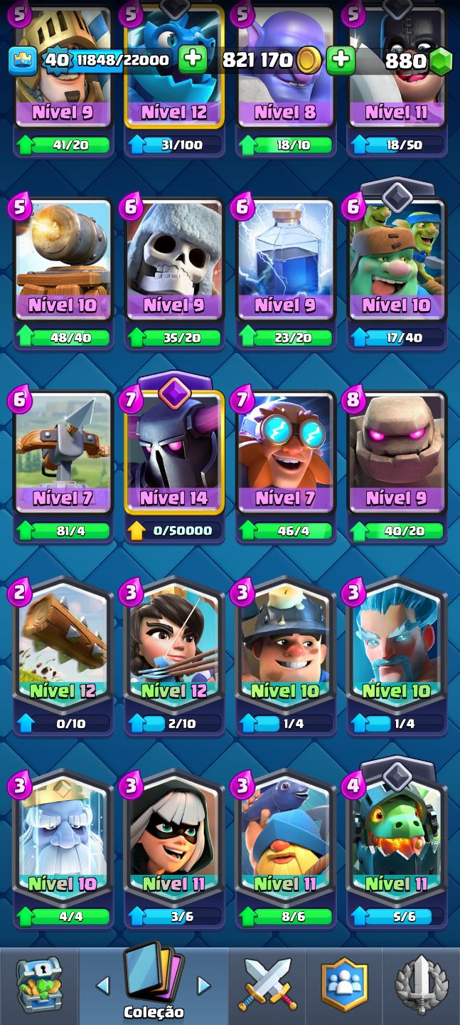 Clash Royale com 4 evoluções e arena 20