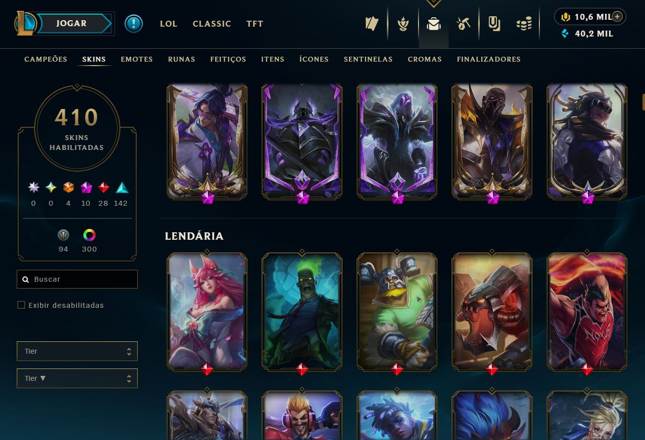 Lvl 534 | 410 skins | 10,662 RP | 210 EM | Bordas e muito mais
