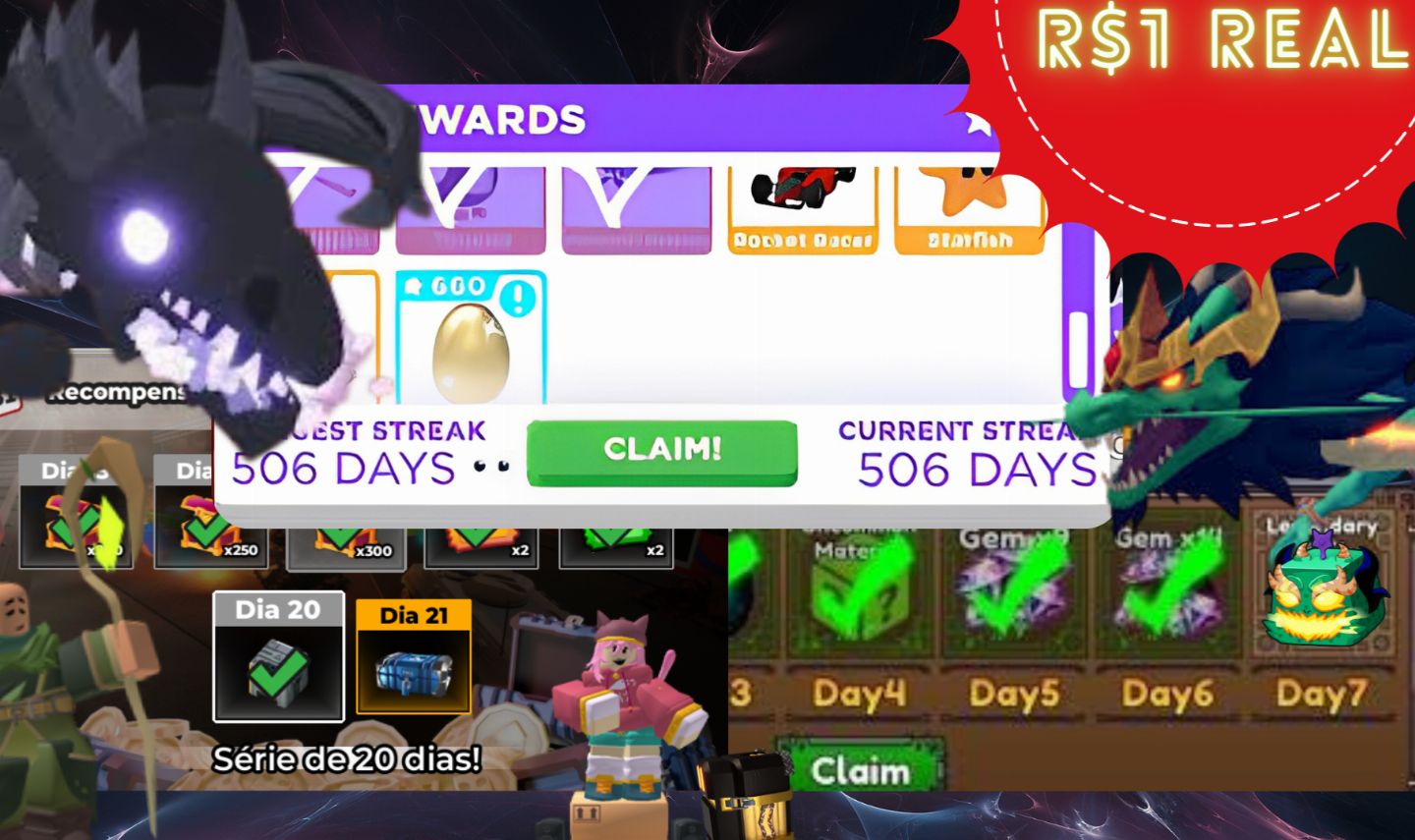 Coleta de prêmios diários (daily rewards)