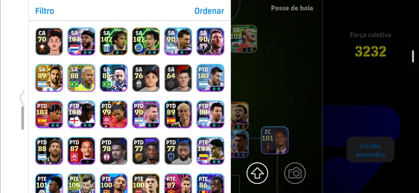 CONTA EFOOTBALL 3232 FORÇA|RODRI,VIEIRA,YAMAL,GEORGE BEST,SUÁREZ E BALE|TIME TOP