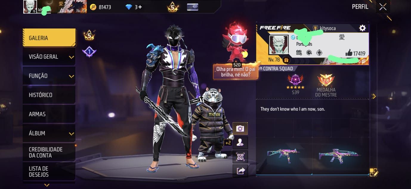 Conta level 78 com bastante skins
