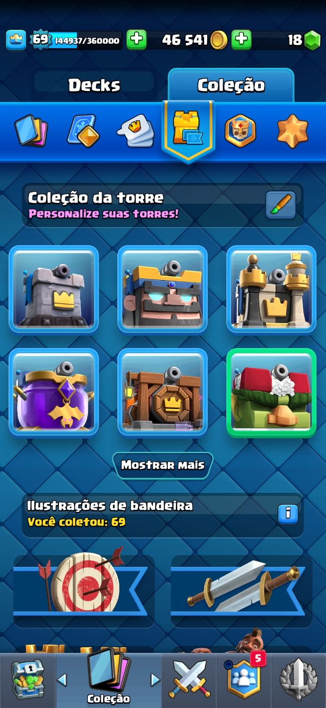 Conta antiga Clash Royale nível 69