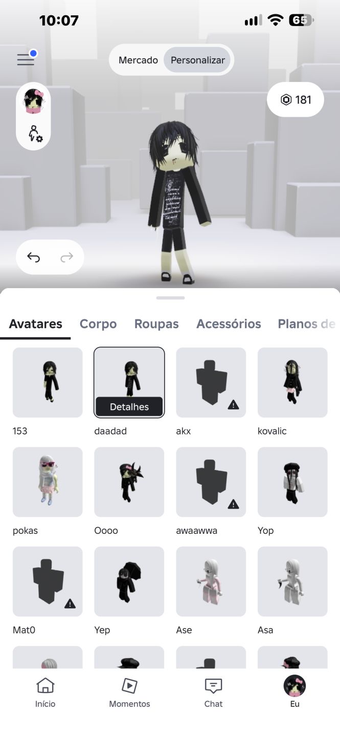 Conta Roblox com 180 robux e várias skins, a preço de banana