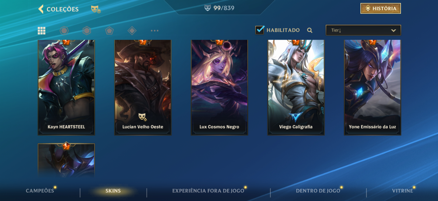Conta com skin da kaisa turbo neon prestígio
