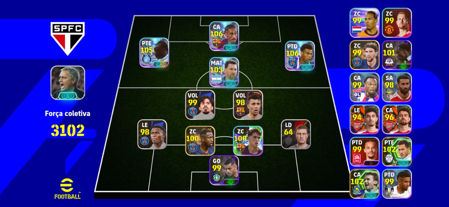 CONTA TOP - eFOOTBALL 2025 À VENDA! FORÇA COLETIVA 3104+