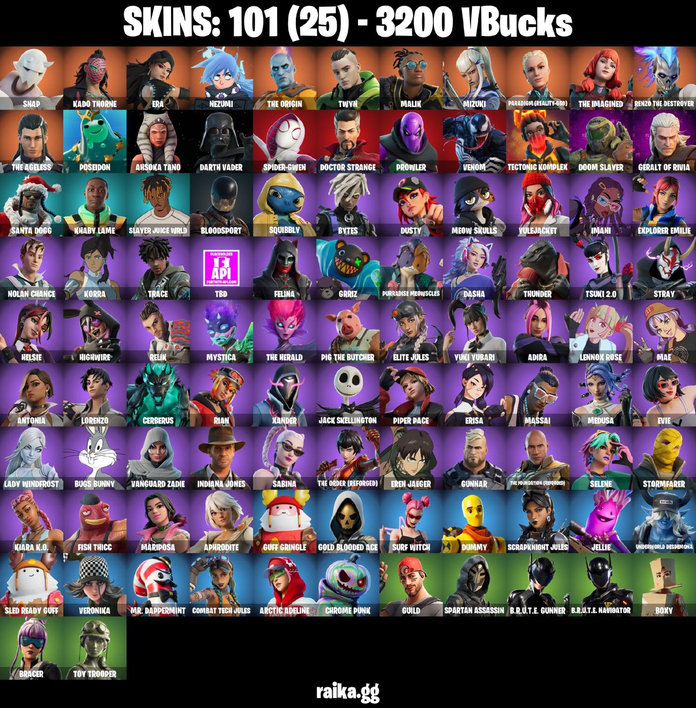 101 skins | Snap | Kado Thorne | Era | Nezumi | The Origin | Twyn | Malik | Mizu