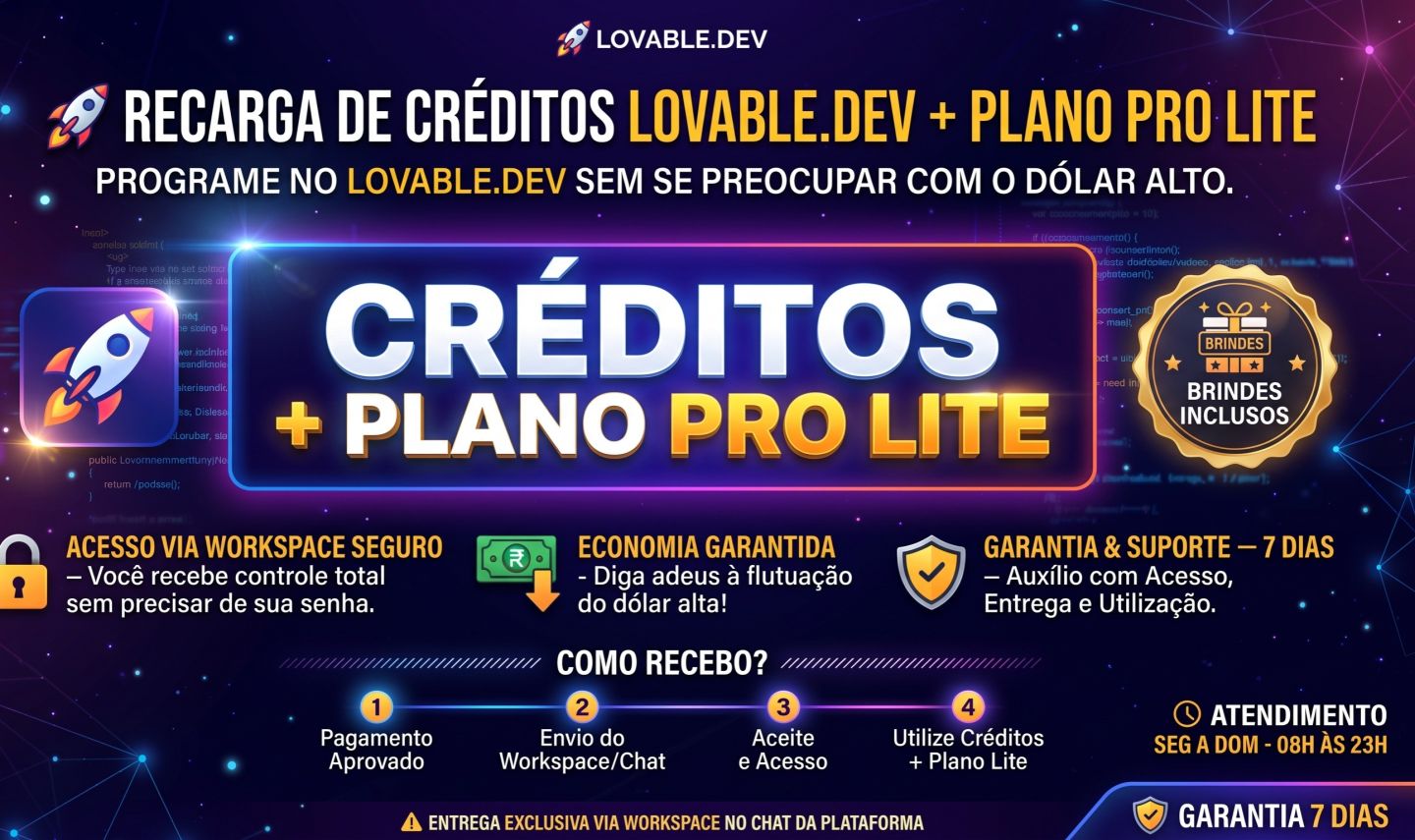 [BARATÍSSIMO] CRÉDITOS LOVABLE.DEV | DIRETO NA CONTA OU WORKSPACE | ENVIO RÁPIDO