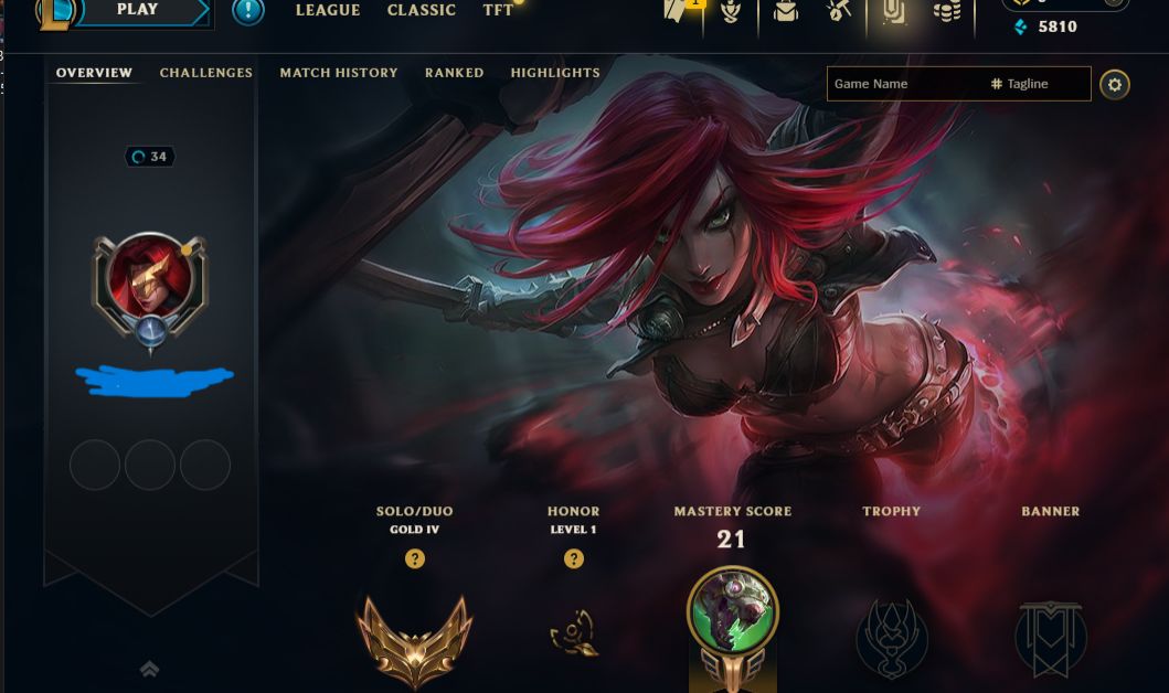Conta de lol smurf gold 4 level 30 mmr bom