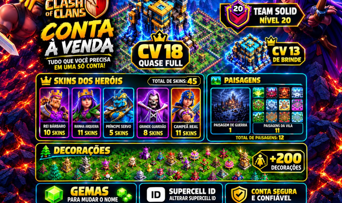 CV 18 QUASE FULL | CLÃ NÍVEL 20 | + BRINDE