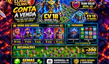 CV 18 QUASE FULL | CLÃ NÍVEL 20 | + BRINDE