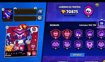 Conta BrawlStars 70k troféus | Fama Saturniana II | 104 Brawlers | 35 Prestígios
